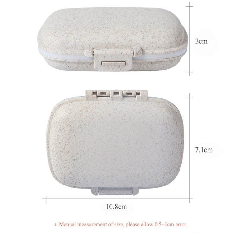 3 PCS 8-Grid Double-layer Portable Mini Straw Pill Storage Box(Wheat Beige)