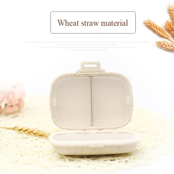 3 PCS 8-Grid Double-layer Portable Mini Straw Pill Storage Box(Wheat Beige)