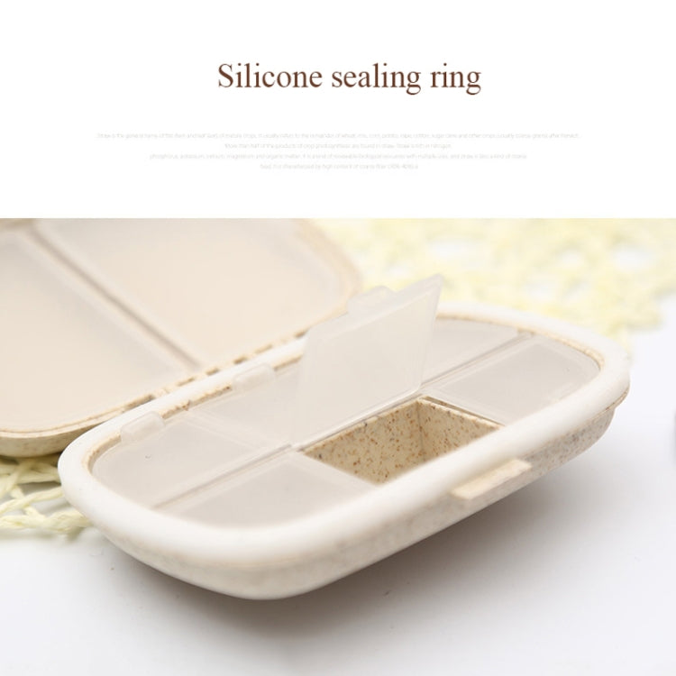 3 PCS 8-Grid Double-layer Portable Mini Straw Pill Storage Box(Wheat Beige)