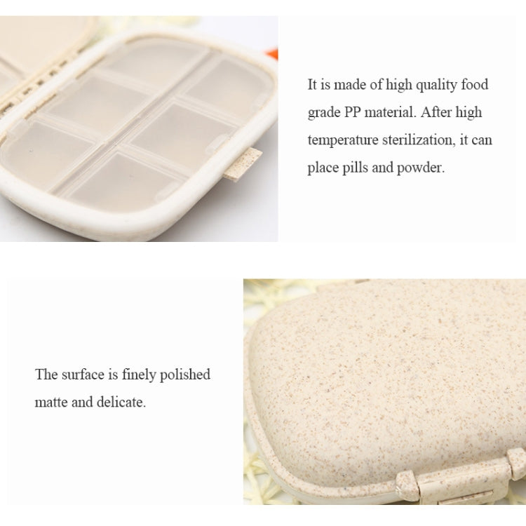 3 PCS 8-Grid Double-layer Portable Mini Straw Pill Storage Box(Wheat Beige)