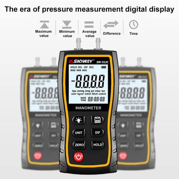 SNDWAY SW512 High Precision Digital Positive and Negative Differential Pressure Tester