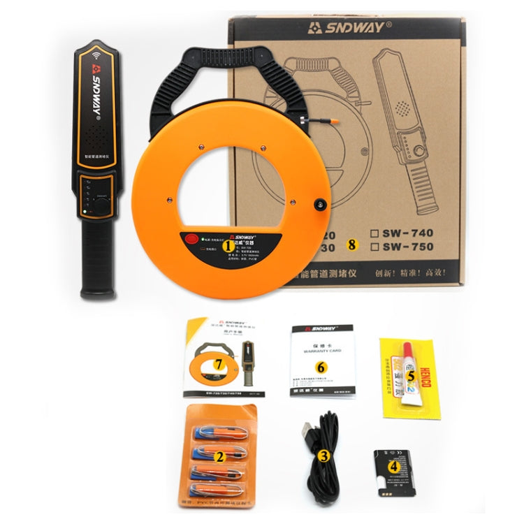 SNDWAY Pipe Scanner Thickness PVC Pipe Blockage Width Measuring Instrument, Specification:SW720 Standard (20 meters)