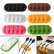 10 PCS Pasteable Five-hole TPR Wire Storage Organizer Data Cable Holder(Black)