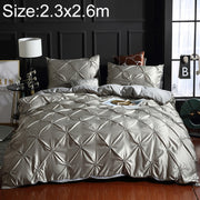 Washed Silk Flower Quilt Cover Bed Linings, Size:2.3x2.6m Three Piece Set(Silver Grey)
