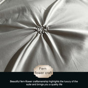 Washed Silk Flower Quilt Cover Bed Linings, Size:2.3x2.6m Three Piece Set(Silver Grey)