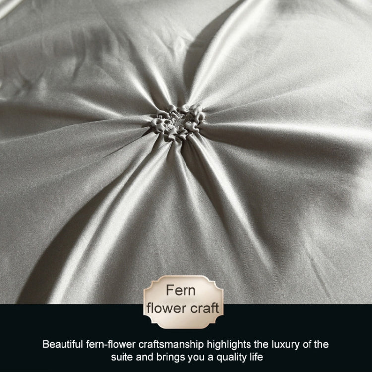 Washed Silk Flower Quilt Cover Bed Linings, Size:2.3x2.6m Three Piece Set(Silver Grey)