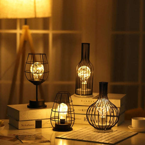 Retro Classic Iron Art LED Table Lamp Reading Lamp Night Light Bedroom Lamp Desk Lighting Home Decoration, Lampshade Style:Separate Jug