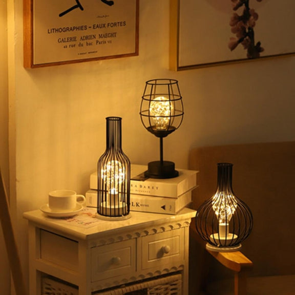 Retro Classic Iron Art LED Table Lamp Reading Lamp Night Light Bedroom Lamp Desk Lighting Home Decoration, Lampshade Style:Separate Jug