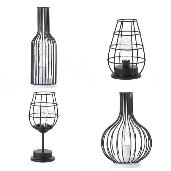 Retro Classic Iron Art LED Table Lamp Reading Lamp Night Light Bedroom Lamp Desk Lighting Home Decoration, Lampshade Style:Separate Jug