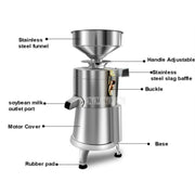 100/1100W Household Stainless Steel Refiner Large Capacity  Slurry Separation Fresh Grinding Soymilk Tofu Machine, CN Plug(Silver)