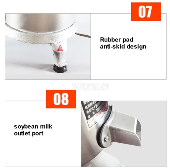 100/1100W Household Stainless Steel Refiner Large Capacity  Slurry Separation Fresh Grinding Soymilk Tofu Machine, CN Plug(Silver)