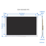 Waveshare 5 Inch DSI Display, 800 �� 480 Pixel, IPS Display Panel, Style:No Touch