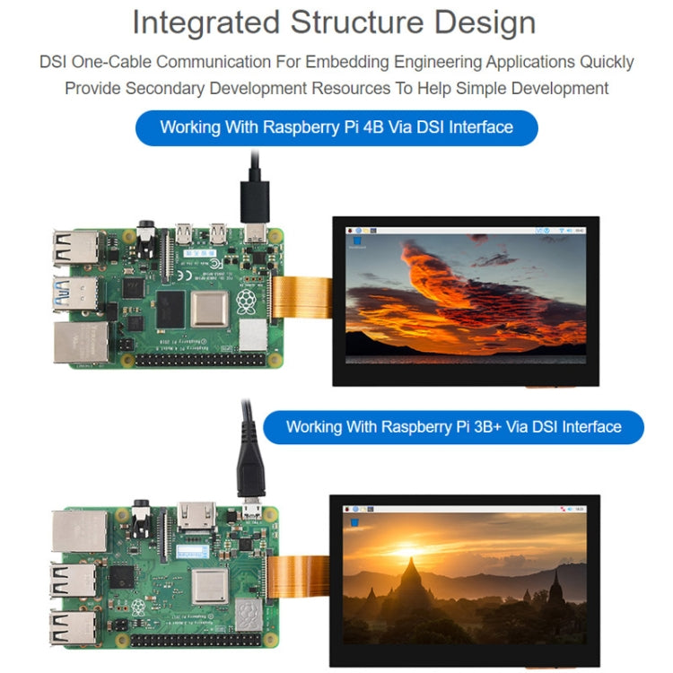 Waveshare 5 Inch DSI Display, 800 �� 480 Pixel, IPS Display Panel, Style:Touch Display