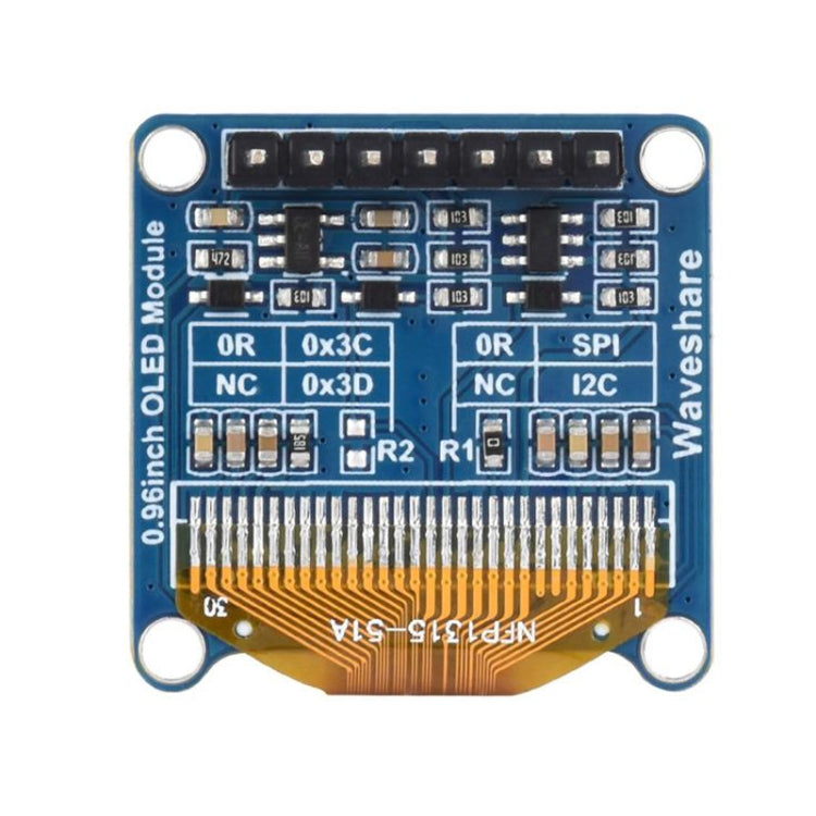 Waveshare 0.96 inch OLED Display Module, 128×64 Resolution, SPI / I2C Communication(D White)