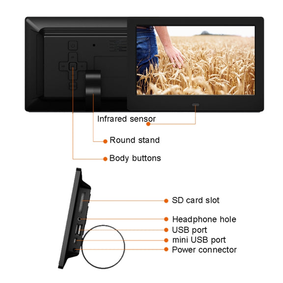 DPF-706-2.4G 7 inch Digital Photo Frame LED Wall Mounted Advertising Machine, Plug:UK Plug(Black)
