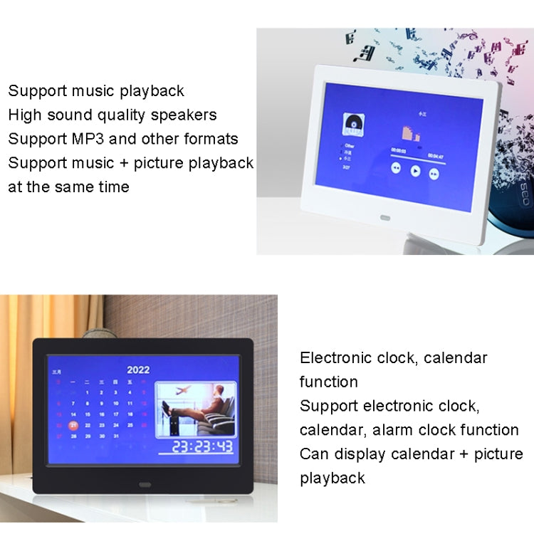 DPF-706-2.4G 7 inch Digital Photo Frame LED Wall Mounted Advertising Machine, Plug:UK Plug(Black)