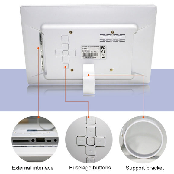 DPF-106 10.1 inch Digital Photo Frame LED Video Advertising Machine, Plug:EU Plug(White)