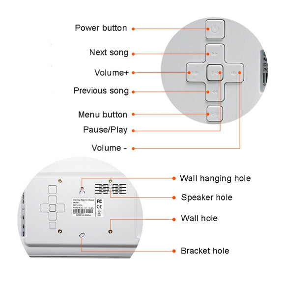 DPF-706 7 inch Digital Photo Frame LED Wall Mounted Advertising Machine, Plug:UK Plug(Black)