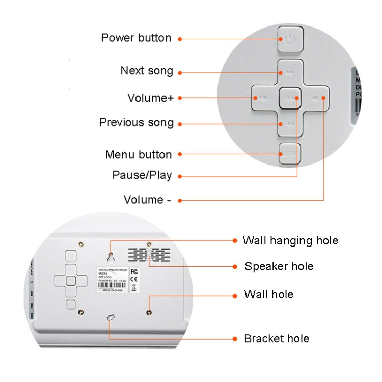DPF-706 7 inch Digital Photo Frame LED Wall Mounted Advertising Machine, Plug:AU Plug(Black)