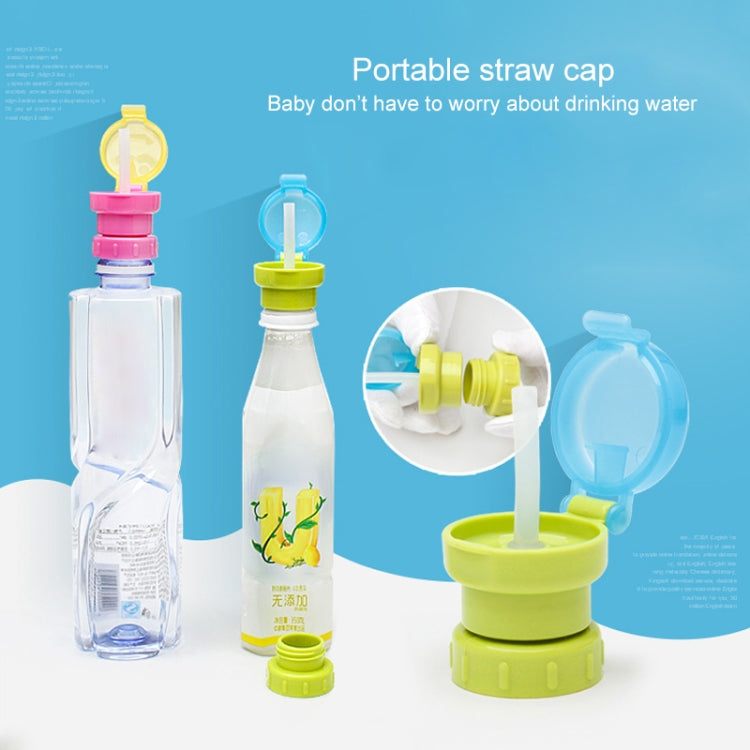 Children Portable Bottled Drinks Anti-overflow Anti-squash Replacement Straw Cap(Blue)