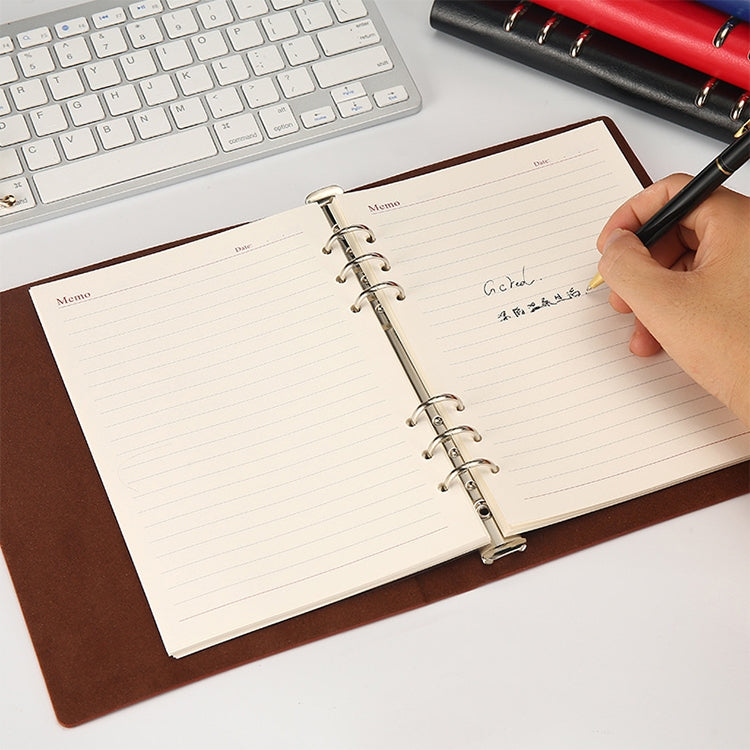 Business Notepad Loose Leaf Replaceable Inner Notebook Thickened Diary Book, Color:A5 Red