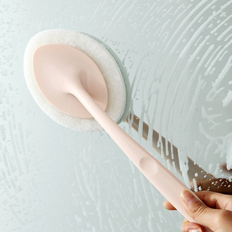 Bathroom Long Handle Cleaning Sponge Brush Floor Tile Decontamination Scouring Pad(Pink)