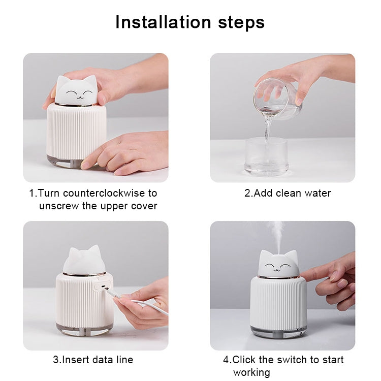 Light Pet Humidifier USB Night Light Home Bedside Lamp Sleep Mute Energy-saving Lamp(Pink Rabbit)
