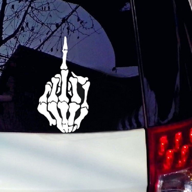 10 PCS Anti-High Beam Car Sticker Middle Finger Despise Reflective Car Sticker Bones Motorcycle Sticker(Red)