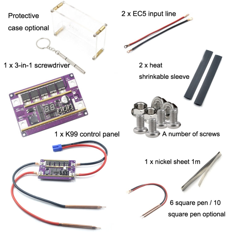 Start Treasure Version 12V Digital Display DIY Battery Spot Welding Machine Pen Control, Style:6 Square Pen