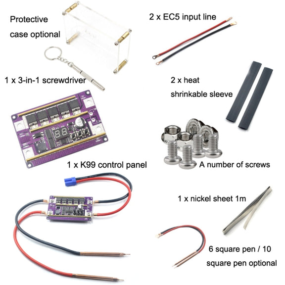Start Treasure Version 12V Digital Display DIY Battery Spot Welding Machine Pen Control, Style:6 Square Pen With Case