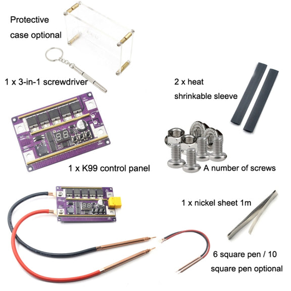 Model Airplane Battery Version 12V Digital Display DIY Battery Spot Welding Machine Pen Control, Style:6 Square Pen With Case