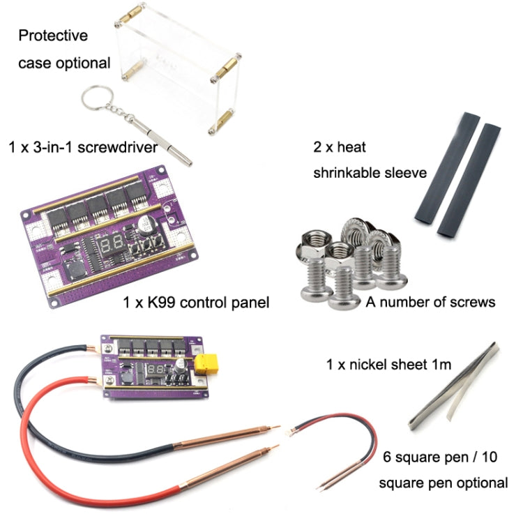 Model Airplane Battery Version 12V Digital Display DIY Battery Spot Welding Machine Pen Control, Style:10 Square Pen
