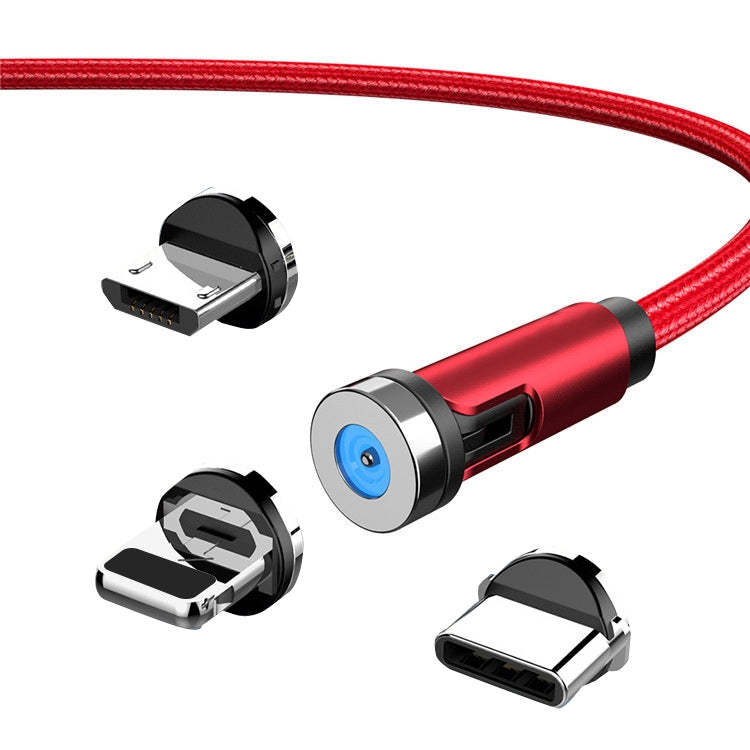 CC56 8 Pin + Type-C/USB-C + Micro USB Magnetic Interface Dust Plug Rotating Data Charging Cable, Cbale Length: 2m(Red)