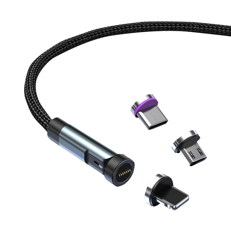 CC57 8 Pin + Type-C/USB-C + Micro USB Magnetic Interface Rotating Fast Charging Data Cable, Cbale Length: 2m(Black)