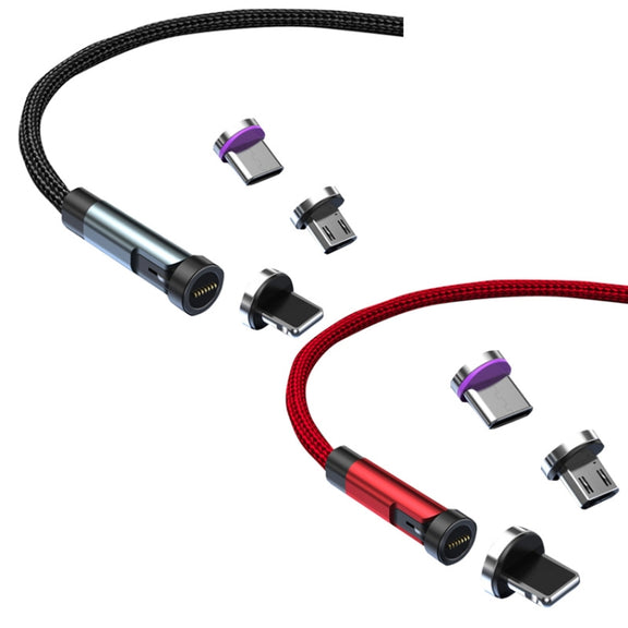 CC57 8 Pin + Type-C/USB-C + Micro USB Magnetic Interface Rotating Fast Charging Data Cable, Cbale Length: 2m(Red)