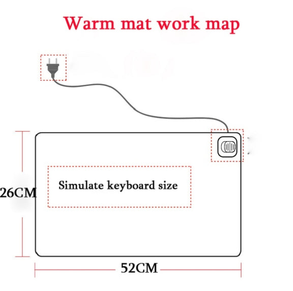 220V Electric Hot Plate Writing Desk Warm Table Mat Blanket Office Mouse Heating Warm Computer Hand Warmer Desktop Heating Plate, Color:Black Big Size, CN Plug