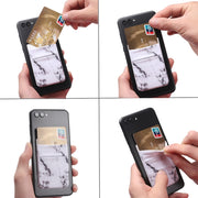 Marble Pattern Road Stretch Phone Back Plastic Card Holder Sticky Phone Clip(Black)