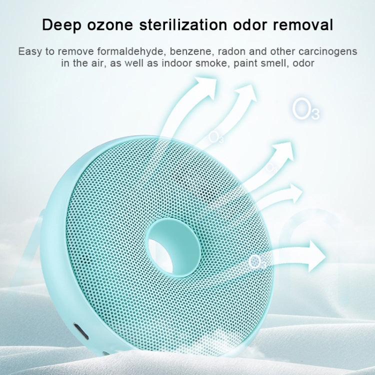 Portable Donut Electric Air Purifier Home Car Anion Ozone Deodorizer(Blue)