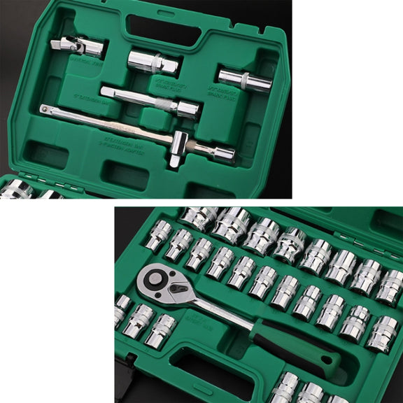 TUOSEN 32 In 1 Sleeve Combination Tool Auto Repair Tool Casing Wrench Set, Style:Mirror