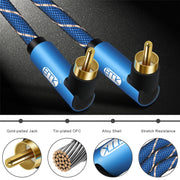 EMK Dual 90-Degree Male To Male Nylon Braided Audio Cable, Cable Length:2m(Blue)