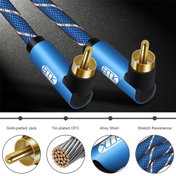 EMK Dual 90-Degree Male To Male Nylon Braided Audio Cable, Cable Length:2m(Blue)
