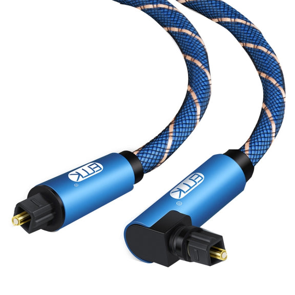 EMK 90 Degree Swivel Adjustable Right Angled 360 Degrees Rotatable Plug Nylon Woven Mesh Optical Audio Cable, Cable Length:1m(Blue)