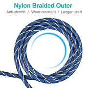 EMK 90 Degree Swivel Adjustable Right Angled 360 Degrees Rotatable Plug Nylon Woven Mesh Optical Audio Cable, Cable Length:1m(Blue)