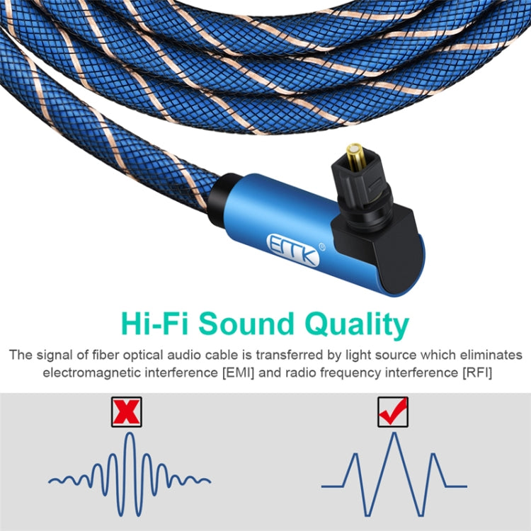 EMK 90 Degree Swivel Adjustable Right Angled 360 Degrees Rotatable Plug Nylon Woven Mesh Optical Audio Cable, Cable Length:1m(Blue)