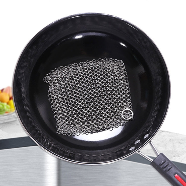 Stainless Steel Square Cast Iron Cleaner Pot Brush Scrubber Home Cookware Kitchen Cleaning Tool, Size:4��4inch