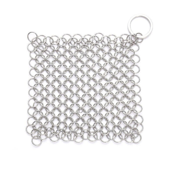 Stainless Steel Square Cast Iron Cleaner Pot Brush Scrubber Home Cookware Kitchen Cleaning Tool, Size:4��4inch