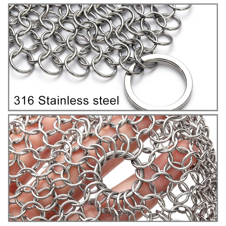 Stainless Steel Square Cast Iron Cleaner Pot Brush Scrubber Home Cookware Kitchen Cleaning Tool, Size:4��4inch