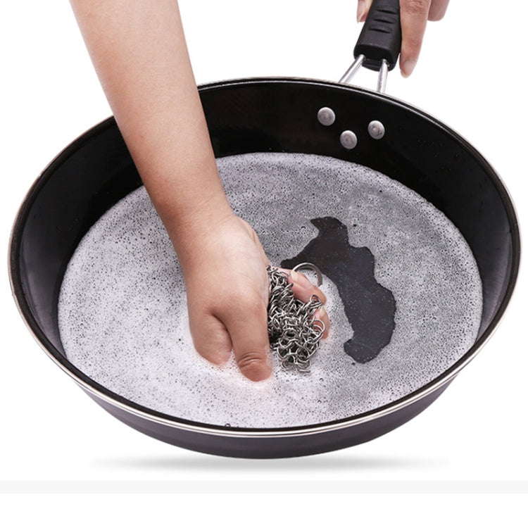 Stainless Steel Square Cast Iron Cleaner Pot Brush Scrubber Home Cookware Kitchen Cleaning Tool, Size:4��4inch