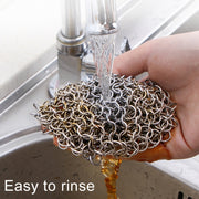 Stainless Steel Square Cast Iron Cleaner Pot Brush Scrubber Home Cookware Kitchen Cleaning Tool, Size:4��4inch