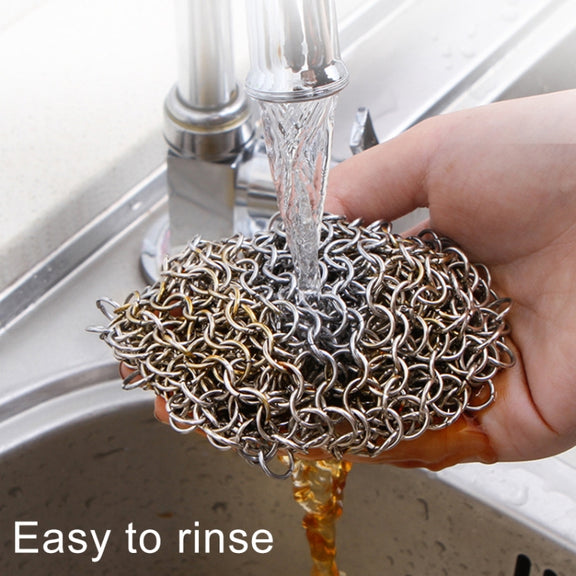 Stainless Steel Square Cast Iron Cleaner Pot Brush Scrubber Home Cookware Kitchen Cleaning Tool, Size:4��4inch